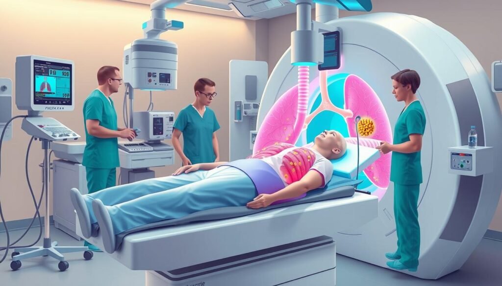 Brachytherapy internal radiation for lung cancer treatment