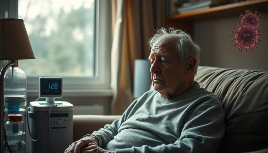 COVID-19 symptoms in elderly and lung conditions