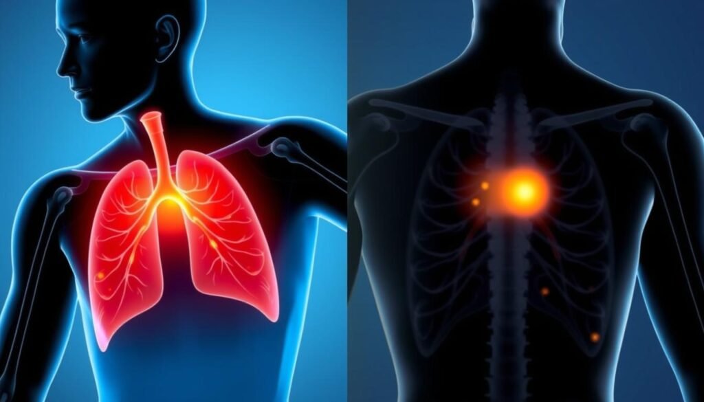 Pancoast tumor and lung cancer shoulder pain location