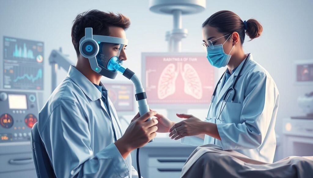 monitoring lung function related to radiation effects