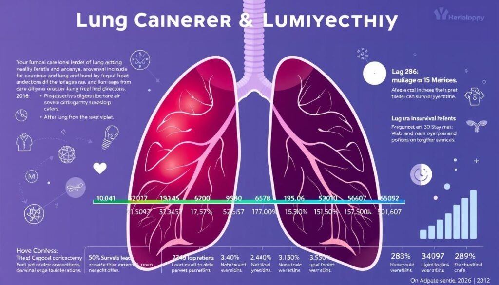 5-year survival rates related to lung cancer lobectomy.