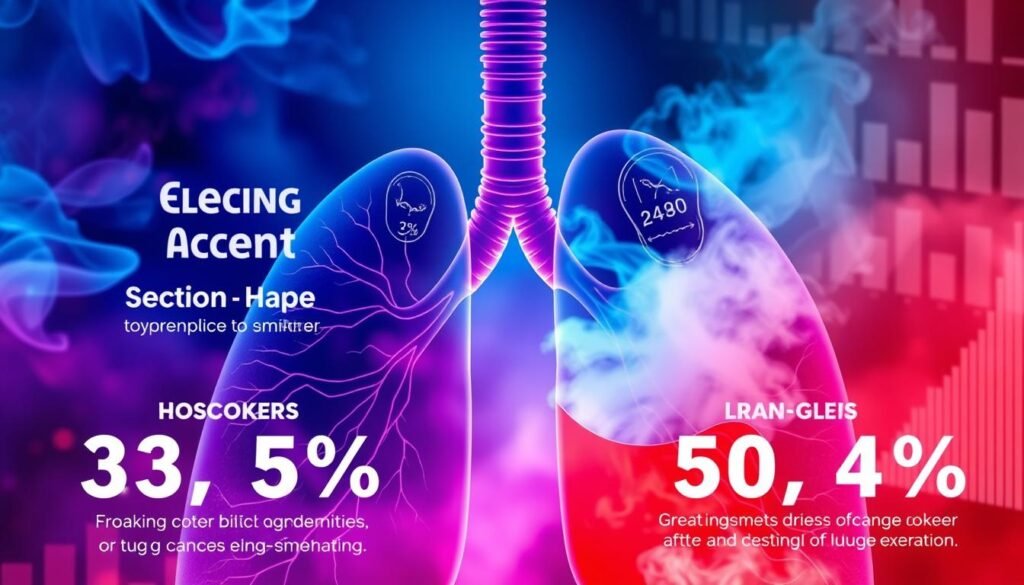 7) how much higher is the risk of lung cancer in smokers than in nonsmokers?