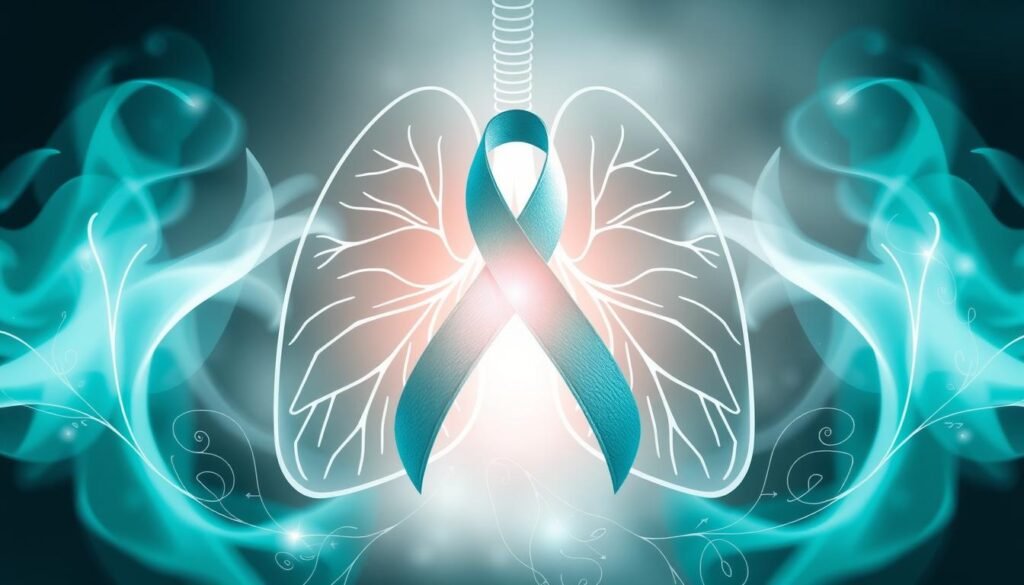 Colors and designs symbolizing lung cancer awareness