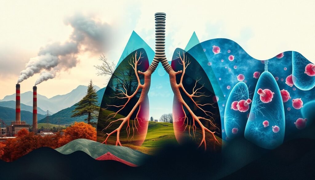 Environmental exposure and lung cancer risk illustration