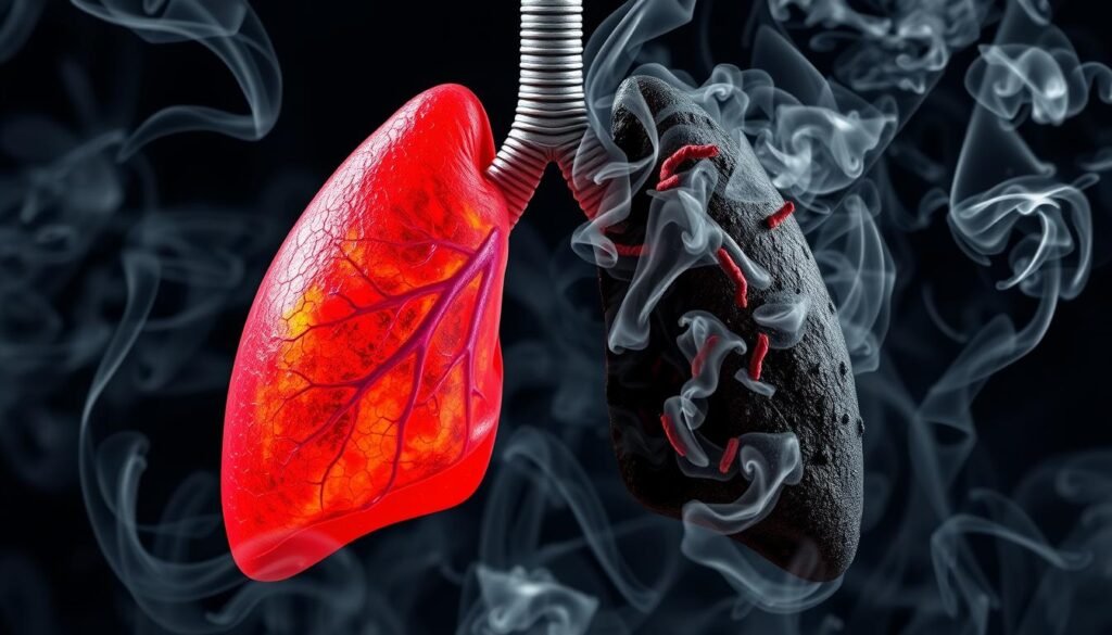 The relationship between smoking and the development of lung cancer