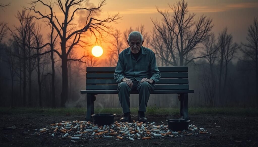 average age of lung cancer in smokers