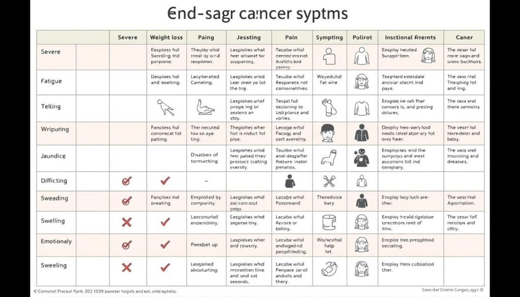 end-stage cancer symptoms table
