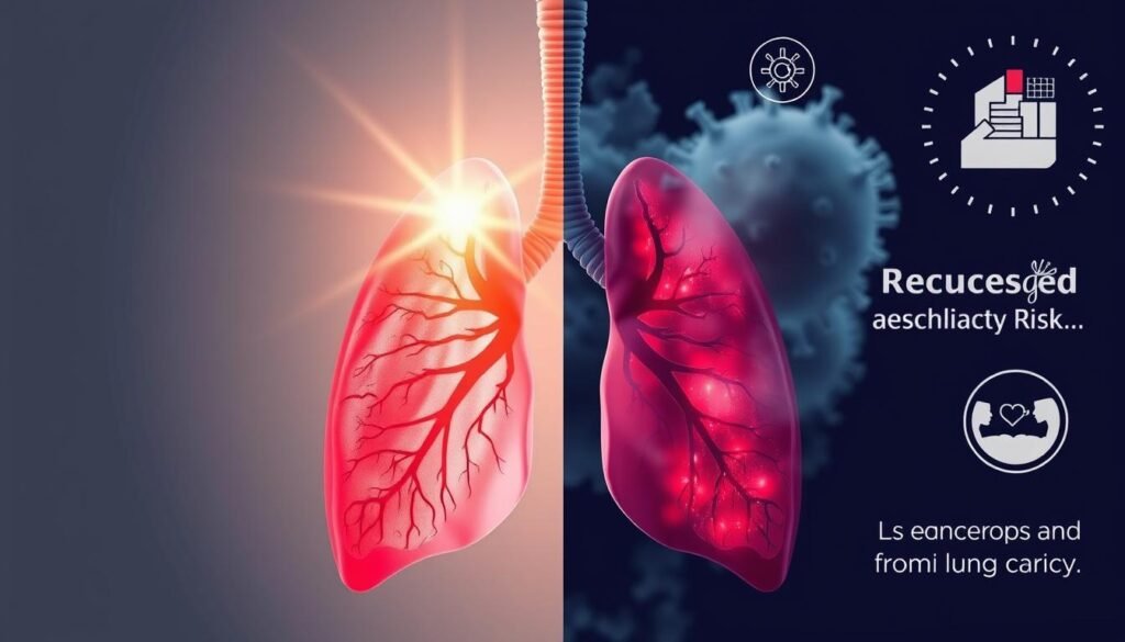 lung cancer cuts risk death half