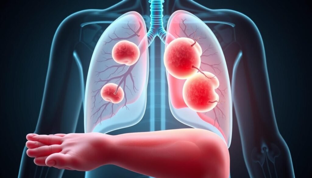 lung cancer tumors affecting lymphatic pressure