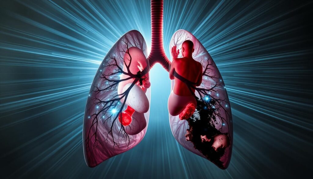 lung damage incidence from radiation therapy