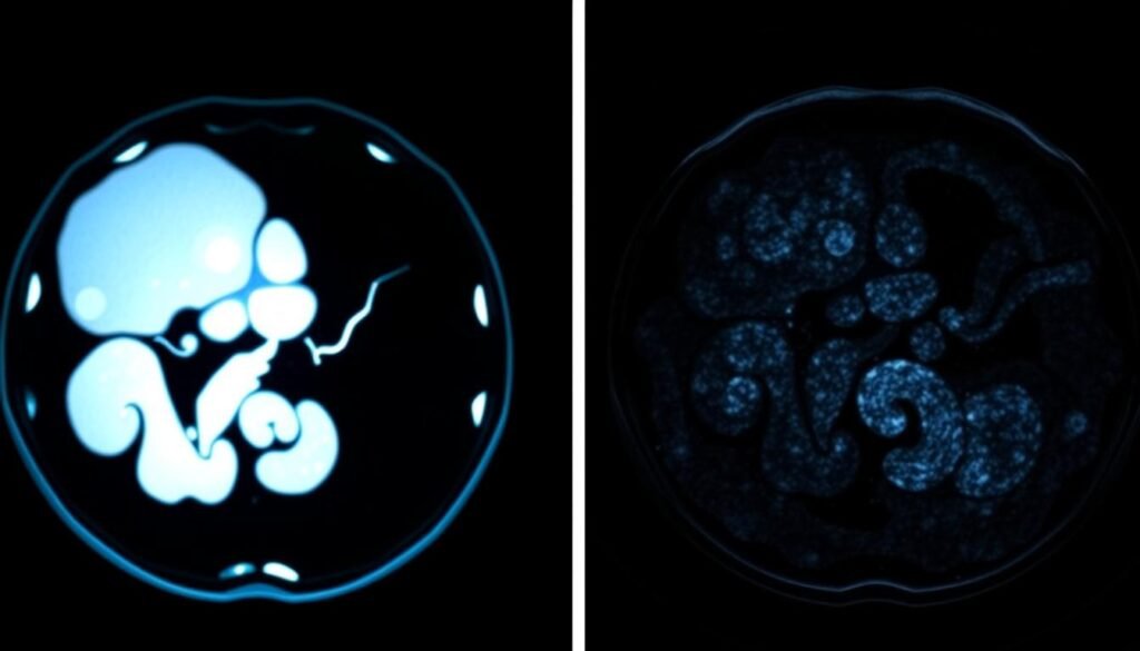 normal PET scan results vs cancerous PET scan results