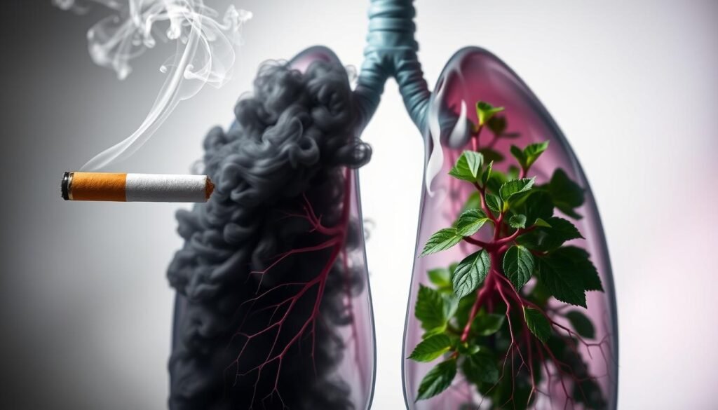 smoking cigarettes increases the risk of developing lung cancer by