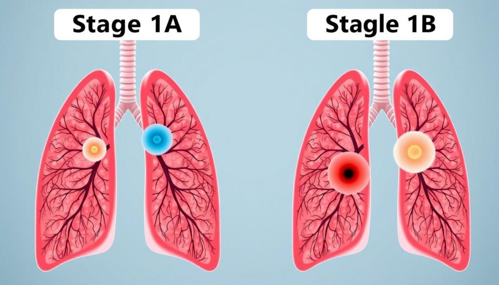 stage 1A lung cancer and stage 1B lung cancer distinctions